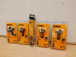 DeWALT 5PCE SELF FEED WOOD AUGER DRILL BIT SET 32 38 41 51MM + EXTENSION  - Picture 1 of 1