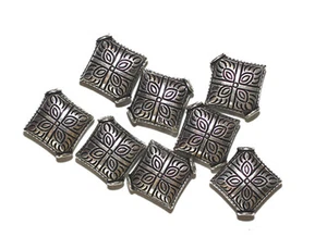 15mm Eastern Diamond Pillow Antiqued Silvertone Metalized Metallic Beads - Picture 1 of 3