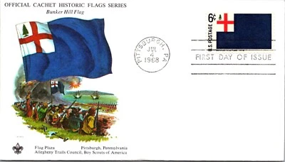 FDC 1968 SC #1354a Bunker Hill Flag - Pittsburgh PA - Single - F64085 - Image 1 of 2