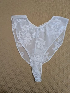 VTG WHITE Sheer Natori high cut flutter tap panties Slip Medium - Picture 1 of 5