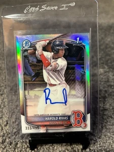 2025 Bowman Chrome Harold Rivas rifrattore automatico 1°/499 Boston Red Sox - Foto 1 di 2