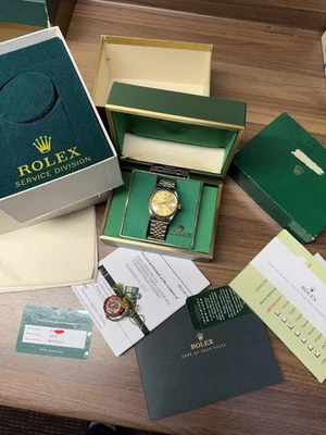 Rolex Datejust 36MM 16013 Gold Dial Jubilee Fluted 18K Yellow Gold Steel Watch - Image 1 of 4