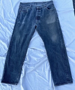Levis 501 Jeans Mens Faded Black Original Button Fly Dark Wash Denim (2Y-1) - Picture 1 of 8