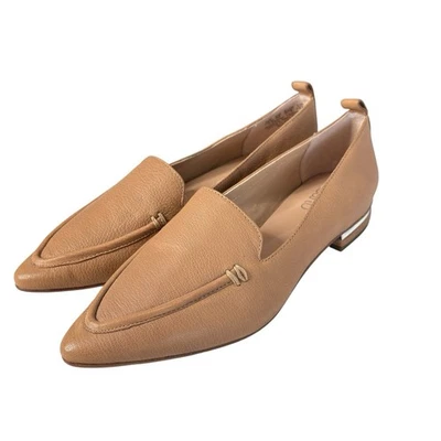 Franco Sarto Mujer Susie Mocasines Tostado Desnudo Manteroso Cuero Guijarro Zapato Talla 7.5 Foto 1 de 4