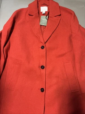 С ЯРЛЫКАМИ H & M оранжевый PolyWool большого размера пальто | размер L - Изображение 1 из 4