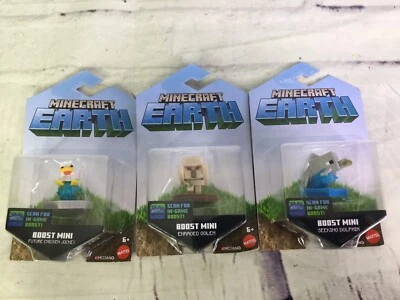 Minecraft Earth Boost Mini Minis Lote de 3 Golfinhos Golem Enfurecidos Jóquei Galinha - Imagem 1 de 4