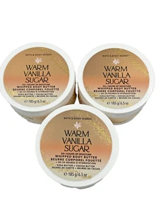 Bath & Body Works LOT 3 Warm Vanilla Sugar Whipped Body Butter Lotion 6.5 oz - Picture 1 of 3