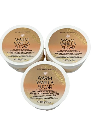 Bath & Body Works LOT 3 Warm Vanilla Sugar Whipped Body Butter Lotion 6.5 oz - Image 1 of 3