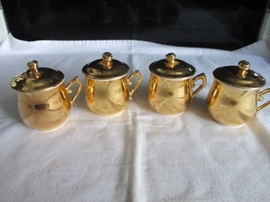 Royal Worcester Gold Lustre Pots de Creme Chocolate Cups - Picture 1 of 4