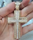 3D Cross Religious Pave Crystal Gold Jesus Pendant Franco Chain Necklace Hip Hop