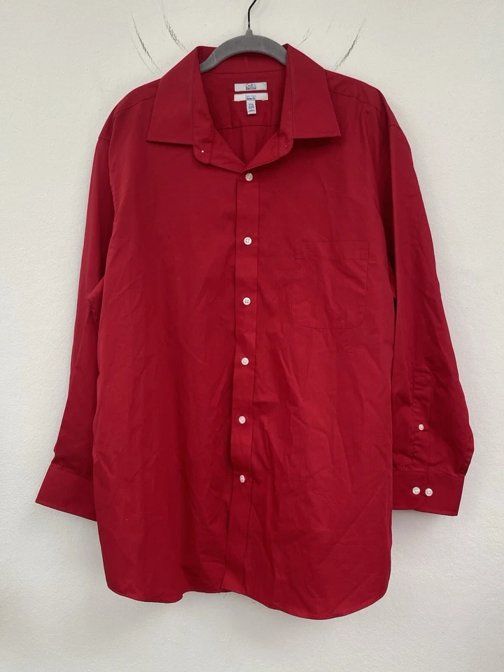 Croft and Barrow Hombre Camisas 17/1/2 32/33 Fácil Cuidado Rojo Bolsillo Ajuste Clásico Foto 1 de 4