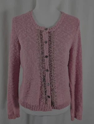 Cárdigan Sundance Mujer Botones Rosa Cobre Cuentas Texturizado Algodón Puro Pequeño Foto 1 de 4