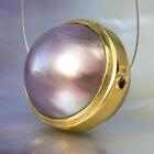 19.88mm Bead Purple Mabe Pearls & Vermeil Gold-plated over Sterling Silver 8.19g