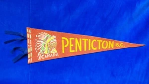 Vintage Wimpel aus weichem Filz PENTICTON B.C. KANADA INDIANERHÄUPTLING TOLLE FARBEN SELTEN - Bild 1 von 6