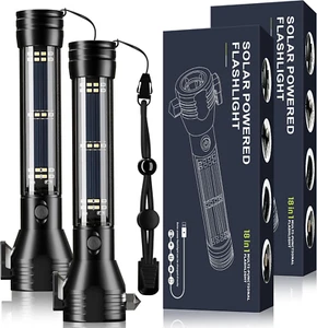 Solar/Rechargeable LED Flashlight, Multi Function Ultra Bright Flashlight, Emerg - Picture 1 of 7