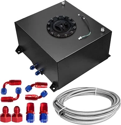10 Gallon Aluminum Fuel Cell Gas Tank + Cap+Level Sender + Nylon Fuel Line Kits - Image 1 of 4