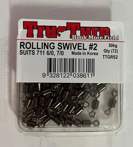 TruTurn Rolling Swivels #2 - 72 pack - Suits 711 Truturn Gang hooks size 6/0 7/0 - Picture 1 of 1