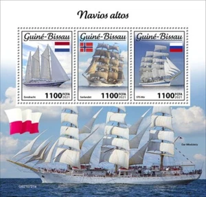 Guinea-Bissau - Barcos altos 2021, Eendracht, Sorlandet - Hoja de 3 sellos - - Imagen 1 de 1