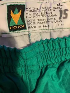 VINTAGE FOXX Made In USA GREEN 90s 80s NYLON/ POLYESTER LINING PANTS XL FREE S&H - Picture 1 of 6