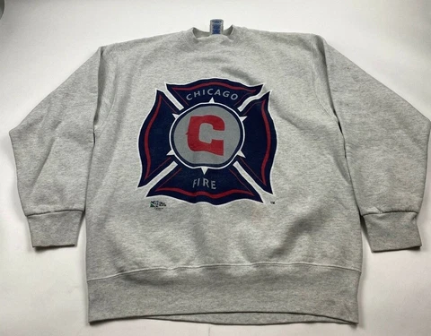 Vintage Mens Chicago Fire MLS Soccer 90s Pro Player Sweater Crewneck Size L Cover
