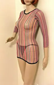 Abito a rete Barely There con bordo nero-donna-petite-sexy costume abbigliamento club - Foto 1 di 8