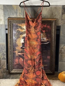 Pretty Little Thing Women’s Multicolor Animal Print Strappy V Neck Maxi Dress 12 - Picture 1 of 8