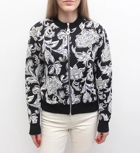 Women's Authentic LOUIS VUITTON Floral Full Zip Jacket Bomber Navy RARE fits S/M - Picture 1 of 15