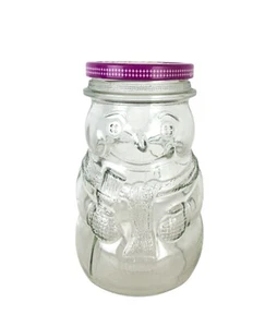 VTG Kraft GRAPE Jam Snowman Clear Glass Jelly Jar with Original Lid 6" Tall - Picture 1 of 9