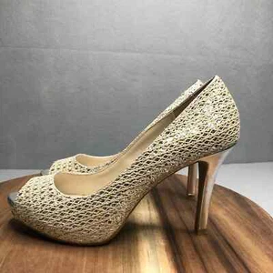 Coach and Four Quillan Open Peep Toe Heel Champagne/Silver Sparkle Size 8.5 - Picture 1 of 8
