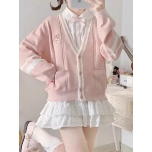 My Melody Kuromi Pom Pom Purin Cinnamoroll Loose Knitwear Sweater Girl Top Coats - Picture 1 of 14