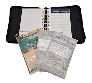 Franklin Covey Black Faux Leather 7 Ring Zipper Planner 7 Habits Binder + Extras - Picture 1 of 15