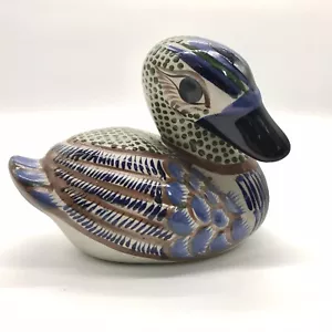 Statuina anatra Lg dipinta a mano ceramica arte popolare Tonala firmata da Mateos Messico - Foto 1 di 10