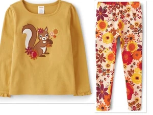 GIRLS HAPPY HARVEST FALL SQUIRREL LEGGINGS OUTFIT FROM GYMBOREE NWT  SIZE 8 - Picture 1 of 3
