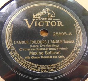 78RPM Victor 25895 Maxine Sullivan - L'Amour, Toujours / St. Louis Blues, VV+V - Picture 1 of 7