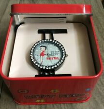 BETTY BOOP Brand New Women's Watch with Genuine Crystals Round Silver Dial NIB! 