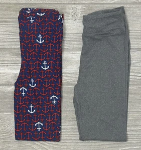 NEW Vintage LuLaRoe L/XL Kids Leggings Multicolored Anchor Cruise Nautical Solid - Picture 1 of 1