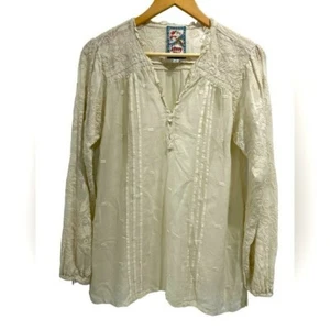 Johnny Was bestickte Boho Bauernbluse mit Rüschen V-Ausschnitt Langarm - XS - Bild 1 von 10