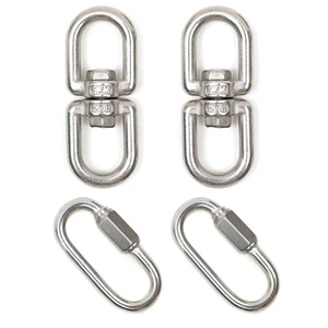 2PCS 304 Stainless Steel M5 Chain Quick Link Oval Locking Carabiner, Key Chain C - Picture 1 of 6