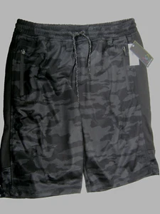 Burnside pantaloncino uomo grande nero mimetico zip tasche misto cotone nuovo con etichetta BE9893 $34 - Foto 1 di 3