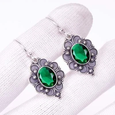 Chrome Diopside Gemstone 925 Sterling Silver Jewelry Earring, Gift For Friends - Image 1 of 4
