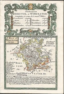 Mapa antiguo, Ogilby/Bowen, Worcestershire/Camino de Bristol a Worcester - Imagen 1 de 2