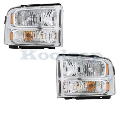 For 05 06 07 F-Series Super Duty Headlight Headlamp Head Light w/Bulb SET PAIR - Изображение 1 из 4