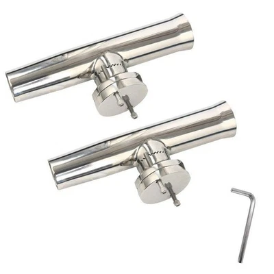 2Pcs Fishing Rod Holder, Stainless Tournament Style Clamp on Rod Holder - Image 1 of 4