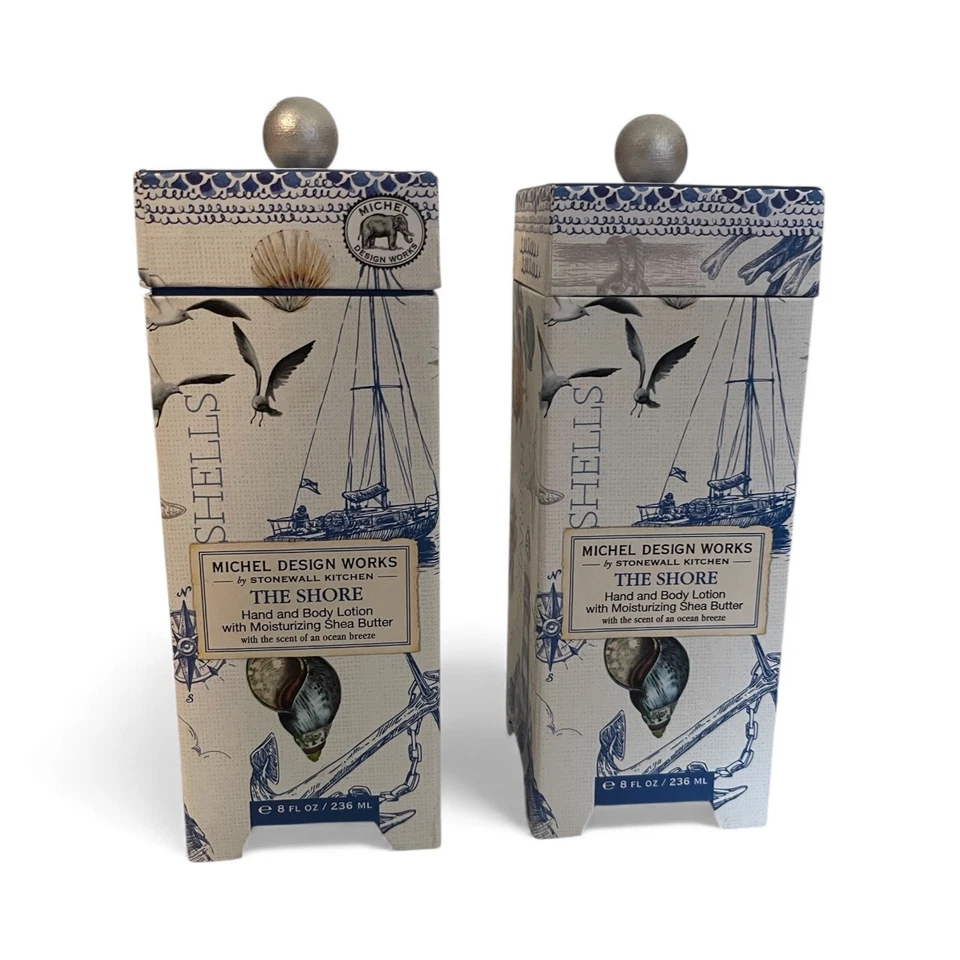 2 件装 Michel Design Works 手部及身体乳液 The Shore – 每件 8 盎司 – 全新带盒 — 第 1/1 张图片