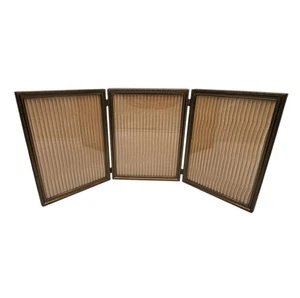 Cornice portafoto tripiega ornata ottone tono oro cerniera metallo tripla foto 8x10 - Foto 1 di 18