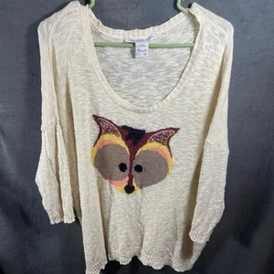 american rag women novelty sweater 1x fox character animal knit stretchy cozy - Picture 1 of 7