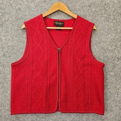Chaleco Suéter de Lana Vintage Años 90 Para Mujer L Rojo Cremallera Pescador Tejido Chaleco REQUISITOS Foto 1 de 4