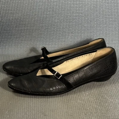 Salvatore Ferragamo Zapatos Mary Jane Cuero Repujado Cocodrilo Negro Mujer Talla 10 Foto 1 de 4