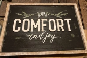 Hobby Lobby 2022 "Comfort and Joy" Wood Picture 24.41 In X 16.93 In Christmas - Picture 1 of 3