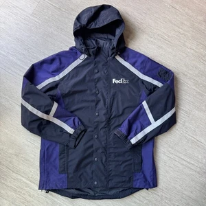 FedEx Stan Herman Regenmantel mit Kapuze Herren L reflektierend sehr guter Zustand Imagewear Windbreaker - Bild 1 von 7